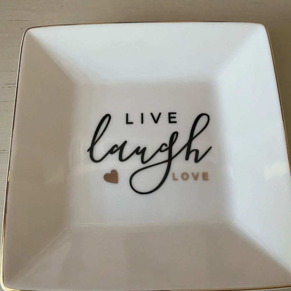 NWOT Francescas love love laugh square jewelry tray